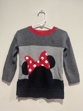 Baby Gap Disney Minnie Mouse Knit Sweater 2T Gray Red Sparkle